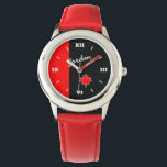 Proud Canadian Maple Leaf on Black and Red Watch<br><div class="desc">You can be Stylish and Patriotic at the same time. Personalise it and make it yours today! If you are giving it as a gift,  then this is a GREAT choice. Either way,  appreciation is guaranteed.</div>