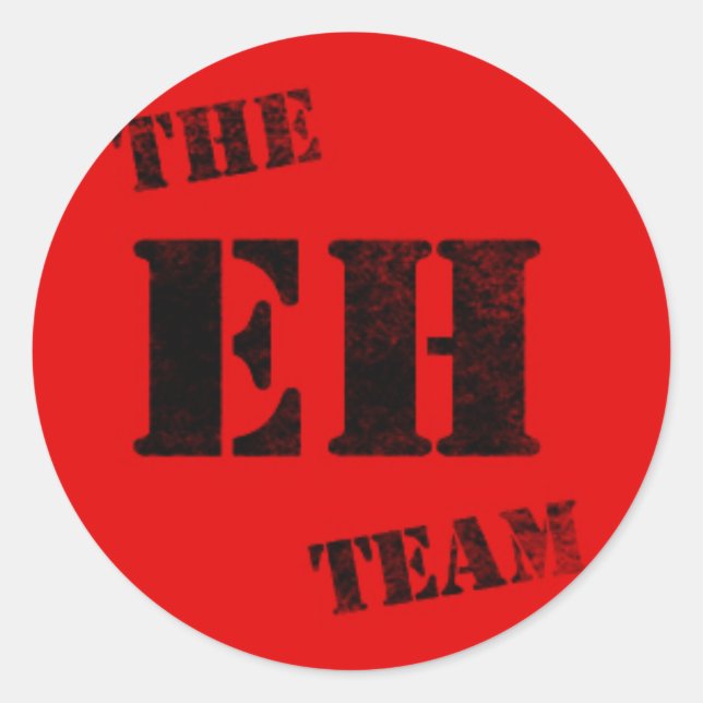 Proud Canadian The EH Team Black Stamp on Red Classic Round Sticker (Front)