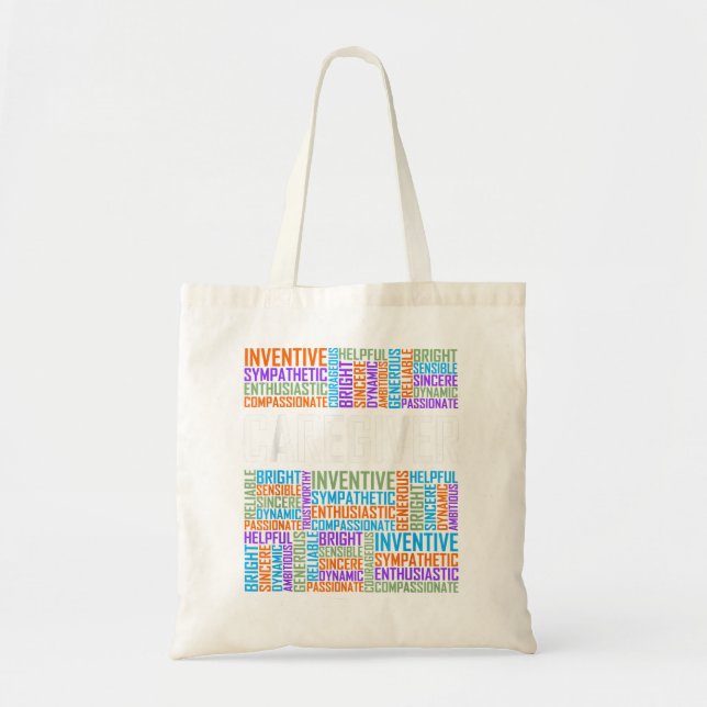 Proud Caregiver Words Caregiver Nurse Appreciation Tote Bag (Front)