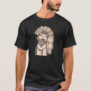 Proud Cat Dad Hand Draw Beardy Dad Hug Cute Cat T-Shirt