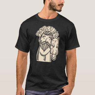 Proud Cat Dad Hand Draw Cute Cat Retro Cat T-Shirt