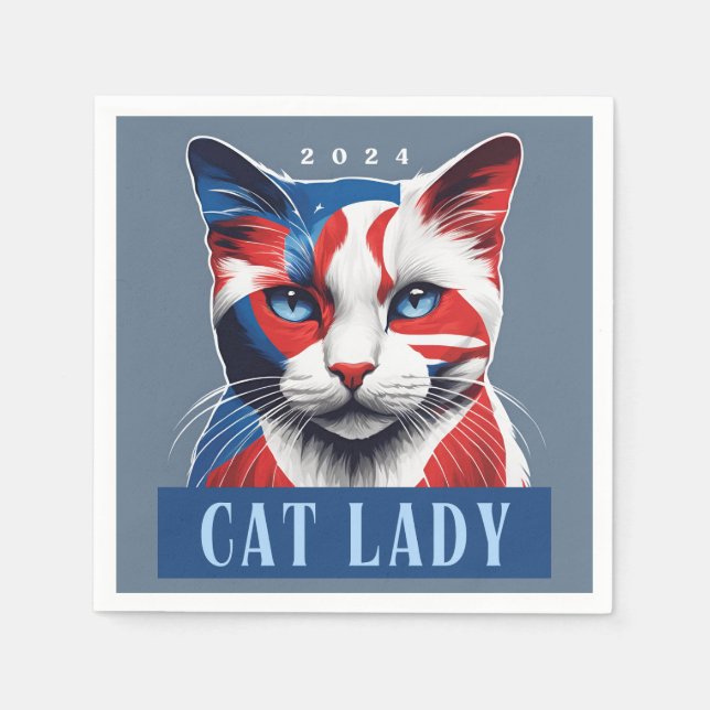 Proud Cat Lady Democrat 2024 US Election Napkin (Front)