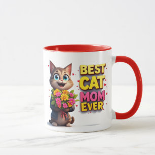 Proud Cat Mum With Cute Flower Kitty 🐱 Mug