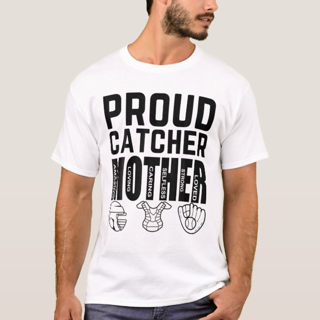 Proud Catcher Mother Baseball Catcher's Mum Women T-Shirt (Front)