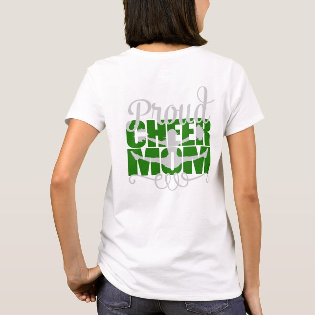 Proud Cheer Mum in Greenwith monogram name-initial T-Shirt (Back)