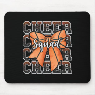 Proud Cheer Squad Coquette Bow Sport Sketll Orange Mouse Mat