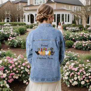 Proud Chicken Mum Funny Cartoon Denim Jacket