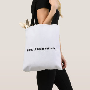 Proud childless cat lady minimalist funny custom tote bag