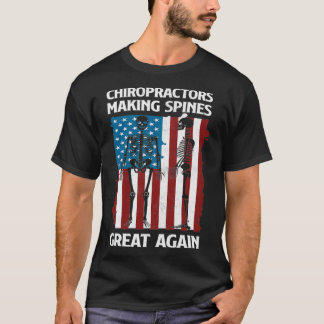 Proud Chiropractors USA Flag Chiropractic Funny Ch T-Shirt