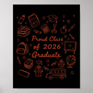 Proud Cl Of 2026 Graduate Doodle Senior Graduation Poster