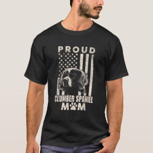 Proud Clumber Spaniel Dog Mom American Flag Dog Ow T-Shirt