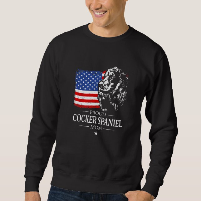 Proud Cocker Spaniel Mum American Flag Patriotic D Sweatshirt (Front)