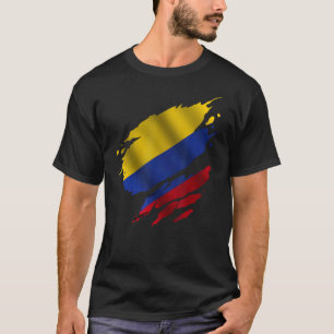 Proud Colombian Root Torn Ripped Colombia Flag T-Shirt