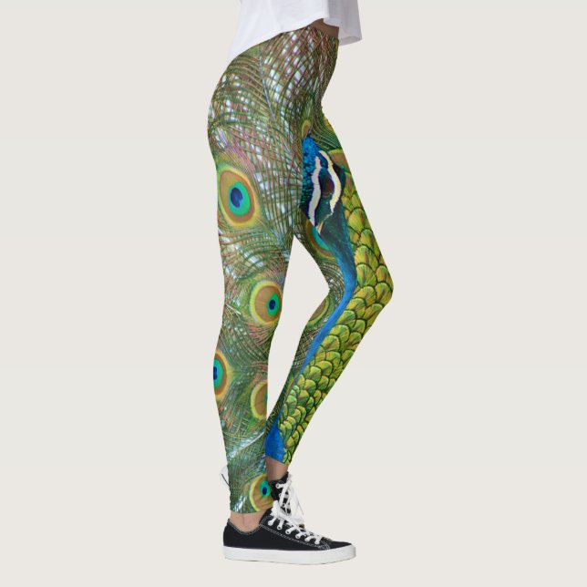 Proud Colourful Peacock Feathers Leggings (Right)
