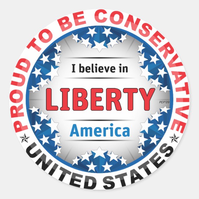Proud Conservative Classic Round Sticker (Front)