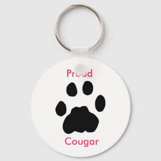 Proud Cougar with paw print Key Ring