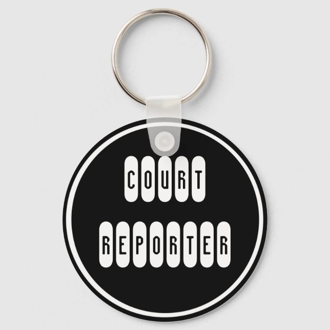 Proud Court Reporter black white keychain (Front)