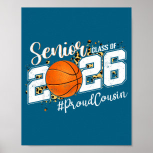 Proud Cousin 2026 Senior Basketball Illustration Poster