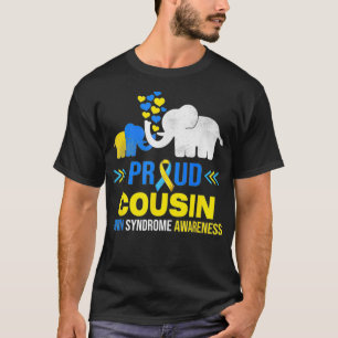 Proud Cousin Down Syndrome Awareness Blue Yellow R T-Shirt