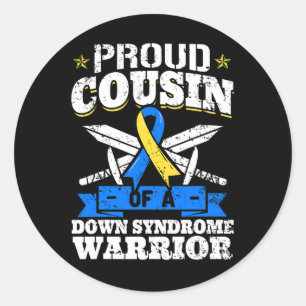 Proud Cousin Of A Down Syndrome Warrior Down's Tri Classic Round Sticker