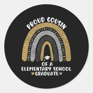 Proud Cousin Of A Elementary School Graduate Rainb Classic Round Sticker