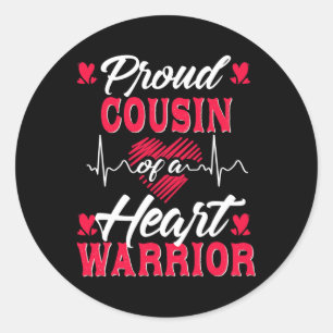 Proud Cousin Of A Heart Warrior Chd Awareness Classic Round Sticker