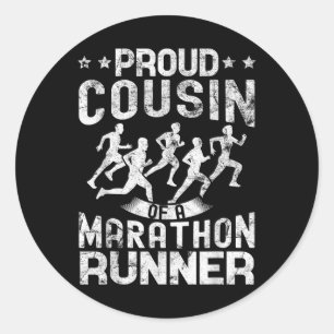 Proud Cousin Of A Marathon Runner Cousin Gifts Dis Classic Round Sticker