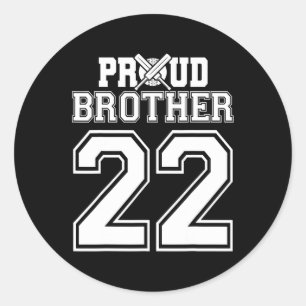 Proud Cricket Brother Number 22  Classic Round Sticker