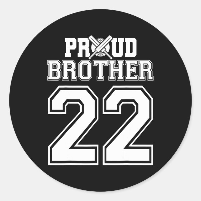 Proud Cricket Brother Number 22  Classic Round Sticker (Front)