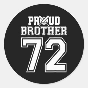 Proud Cricket Brother Number 72 Classic Round Sticker