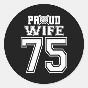 Proud Cricket Wife Number 75 Classic Round Sticker