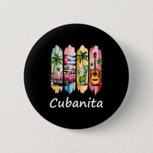 Proud Cubanita Cuban Flag Guitar Mojito Car Design 6 Cm Round Badge