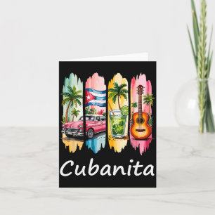 Proud Cubanita Cuban Flag Guitar Mojito Car Design Card