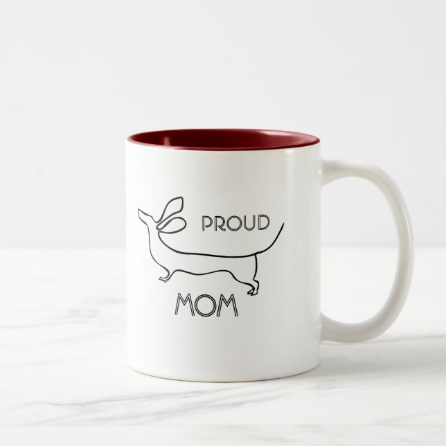 Proud dachshund Mum line illustration wiener mug (Right)