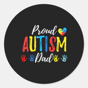Proud Dad Autism Awareness Family Matching Shirt  Classic Round Sticker