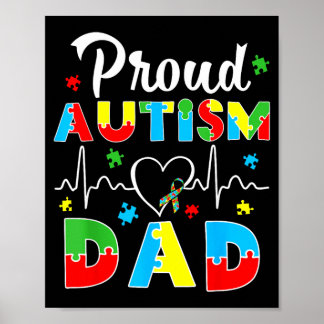 Proud Dad Autism Awareness Puzzle Family Matching Poster