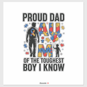 Proud Dad Autism Toughest Boy Vintage Vector Desig