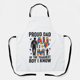 Proud Dad Autism Toughest Boy Vintage Vector Desig Apron