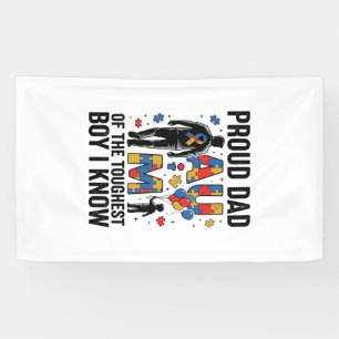 Proud Dad Autism Toughest Boy Vintage Vector Desig Banner