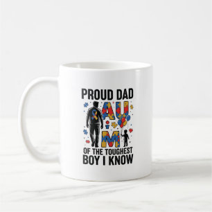Proud Dad Autism Toughest Boy Vintage Vector Desig Coffee Mug