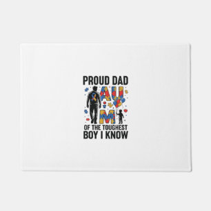 Proud Dad Autism Toughest Boy Vintage Vector Desig Doormat