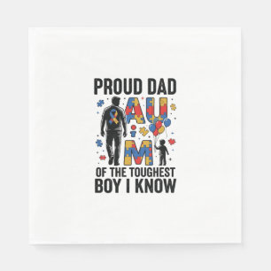 Proud Dad Autism Toughest Boy Vintage Vector Desig Napkin
