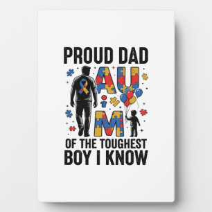 Proud Dad Autism Toughest Boy Vintage Vector Desig Plaque