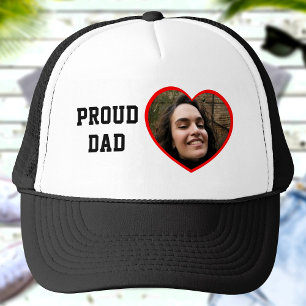 Proud Dad Custom Photo Text Heart Personalised Trucker Hat