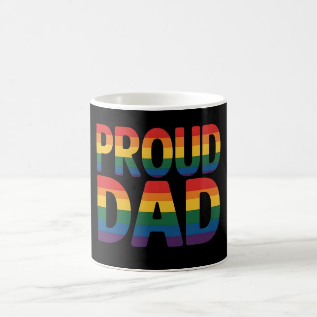 Proud Dad Family LGBTQ Gay Pride Ally Rainbow Coffee Mug (Center)