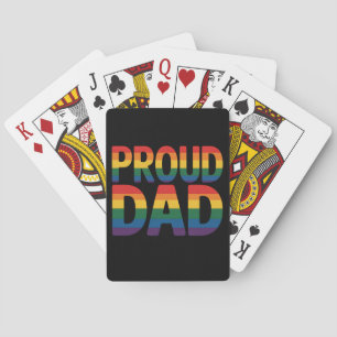 Proud Dad Family LGBTQ Gay Pride Ally Rainbow Playing Cards