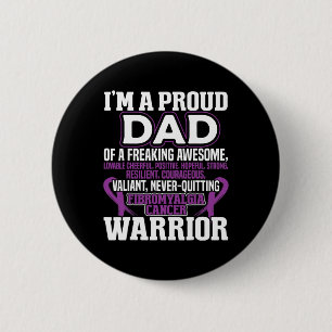 Proud Dad Fibromyalgia Awareness Ribbon Men Father 6 Cm Round Badge