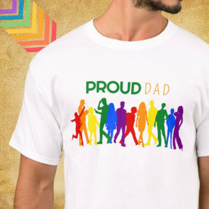 Proud DAD Gay Pride Mixed Gender Silhouettes T-Shirt