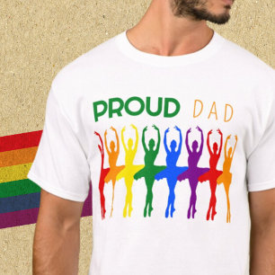 Proud DAD Gay Pride Rainbow Ballet Silhouettes T-Shirt