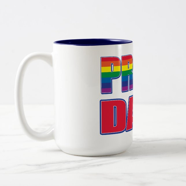Proud Dad - Gay Pride Two-Tone Coffee Mug (Left)